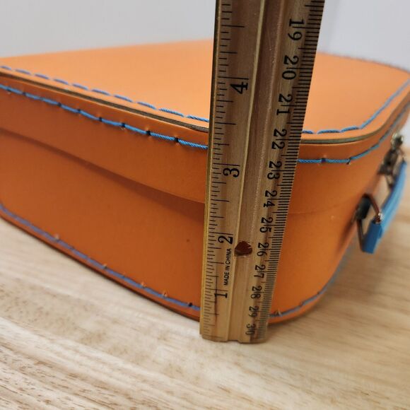 Orange Storage Box with Blue Handle – Lightweight, Decorative, Latch Closure - Picture 10 of 11